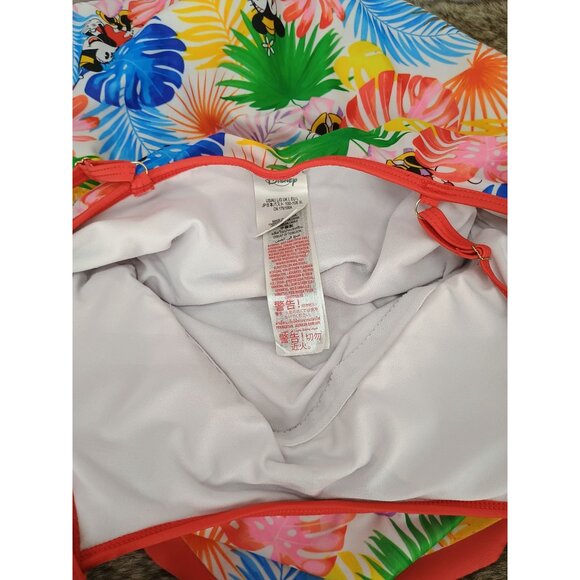 Disney Minnie Mouse One-Piece Tropical Print Swimsuit With Adjustable Straps & R - Picture 6 of 10